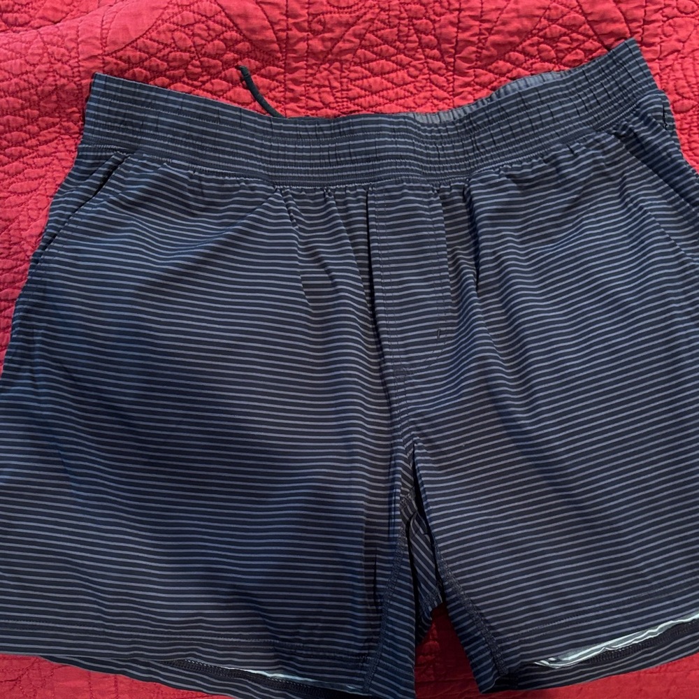 RHONE Black Striped Athletic Shorts